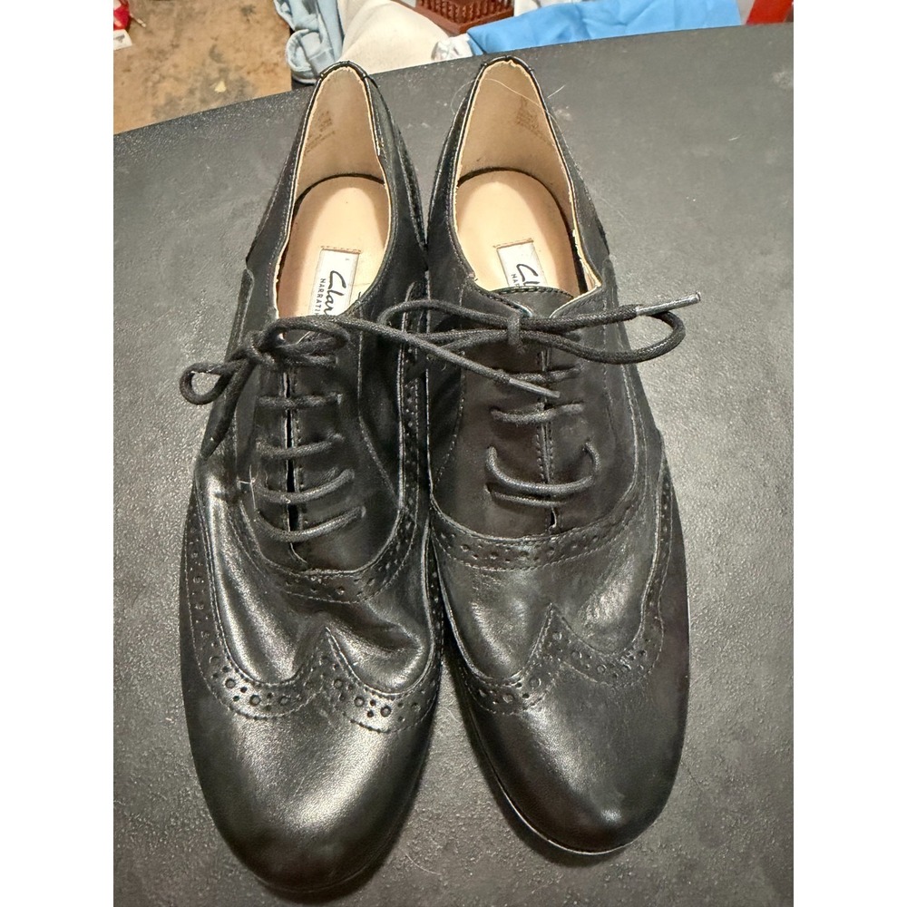 Clarks‎ Black Leather Hamble Oak Tie Dress Shoes in 8